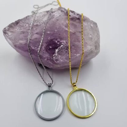 Magnifier Found Object Necklace - Gold or Silver: Gold