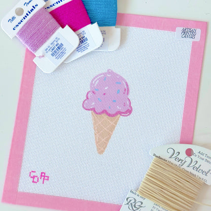 Summer Needlepoint Canvas, Artisan Printed, Icecream Needlep