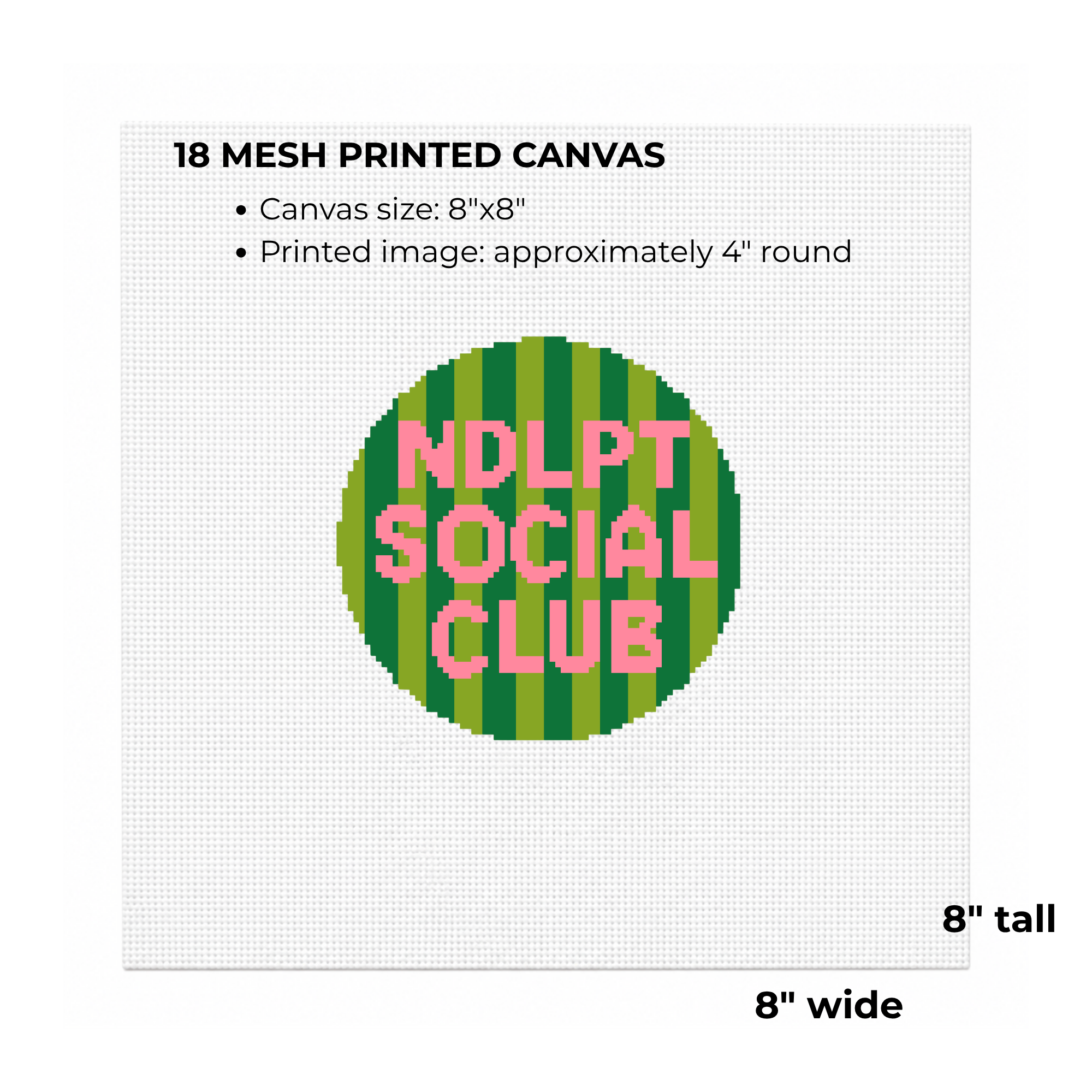 Social Club 18 Mesh Needlepoint  Canvas |4" | round