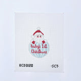 Baby's First Christmas Santa Ornament - Blue Printed Canvas