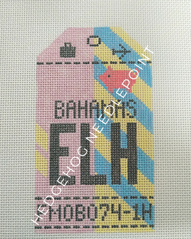 Bahamas Retro Travel Tag Needlepoint Canvas