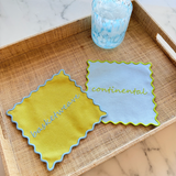 Basketweave & Continental Embroidered Cocktail Napkins
