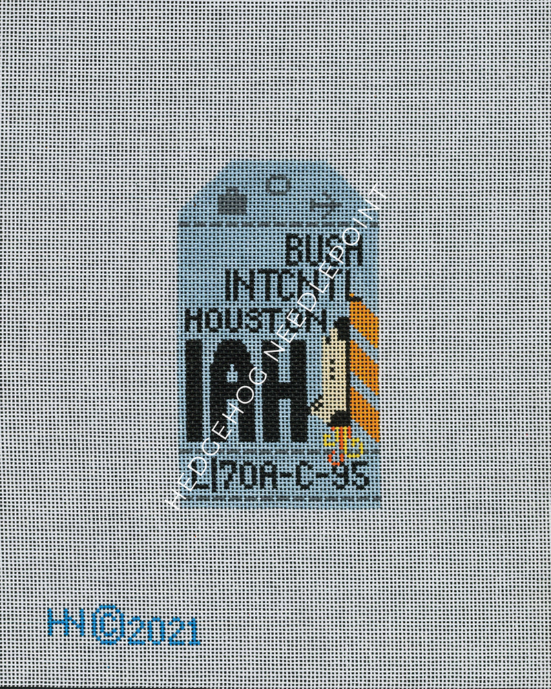 Houston Retro Travel Tag Needlepoint Canvas
