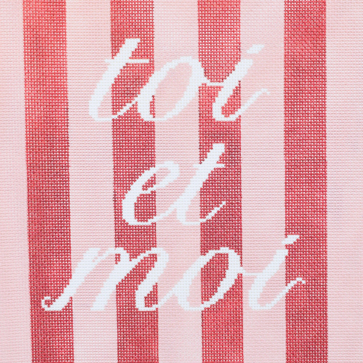 'Toi Et Moi' Pillow Hand Painted Needlepoint Canvas: Pink