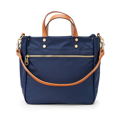 "Joey" Navy Nylon Tote with Leather Accents