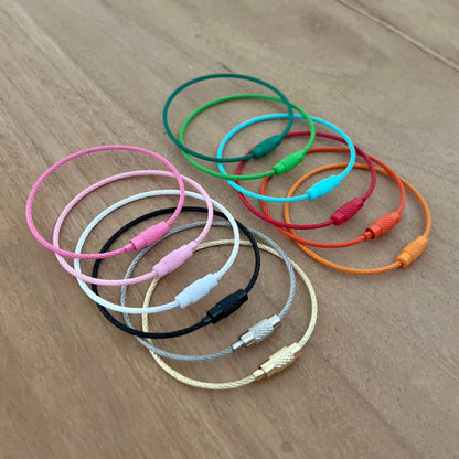 Stainless Steel Wire Rope Key Rings: Dark Pink
