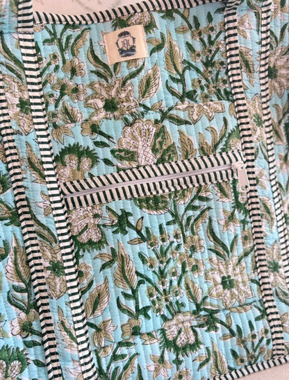 Georgia Vine Zipper Tote | Large Quilted Zipper Tote Bag 
