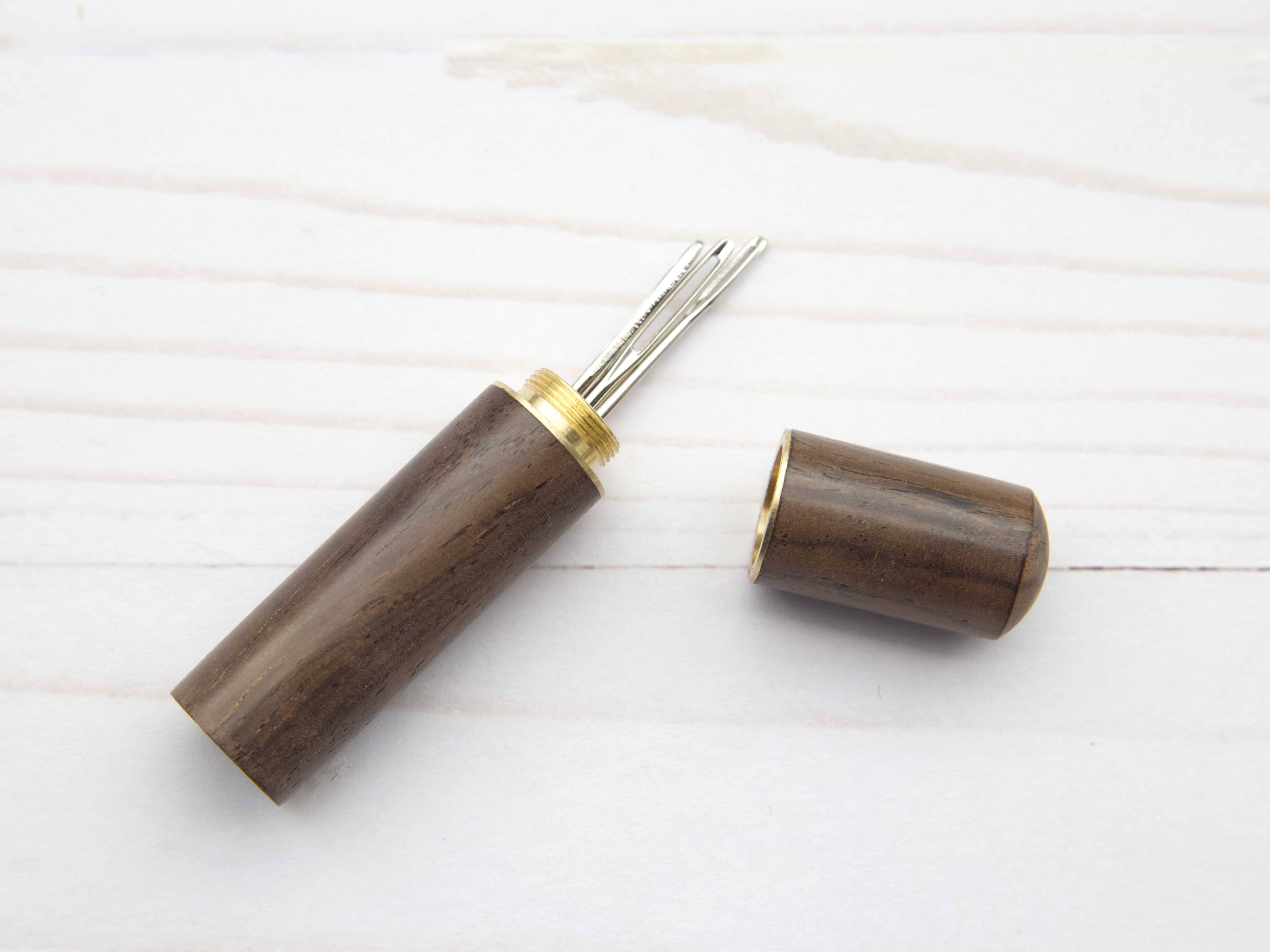 Wooden Darning Needle Storage Cases Tapestry Knitting: Dark Brown