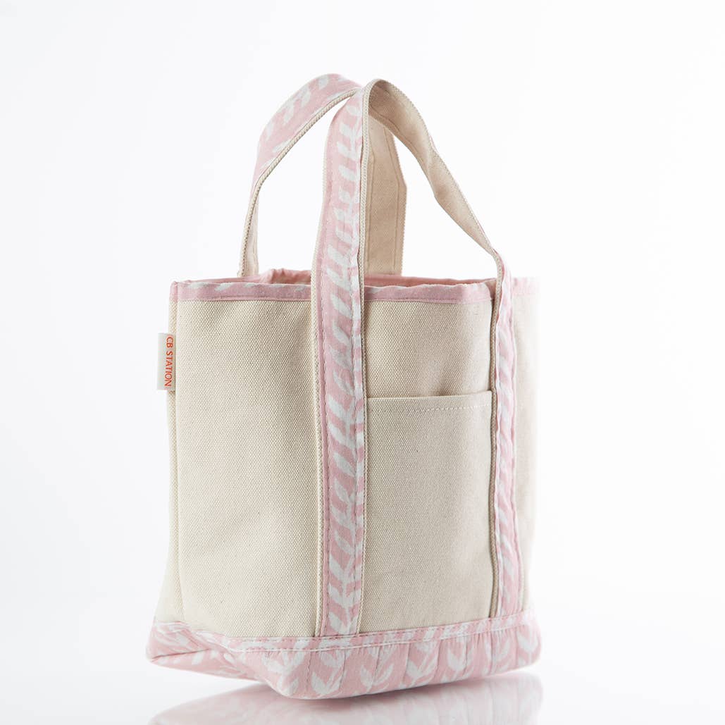 Block Print Handy Open Tote: Powder Pink