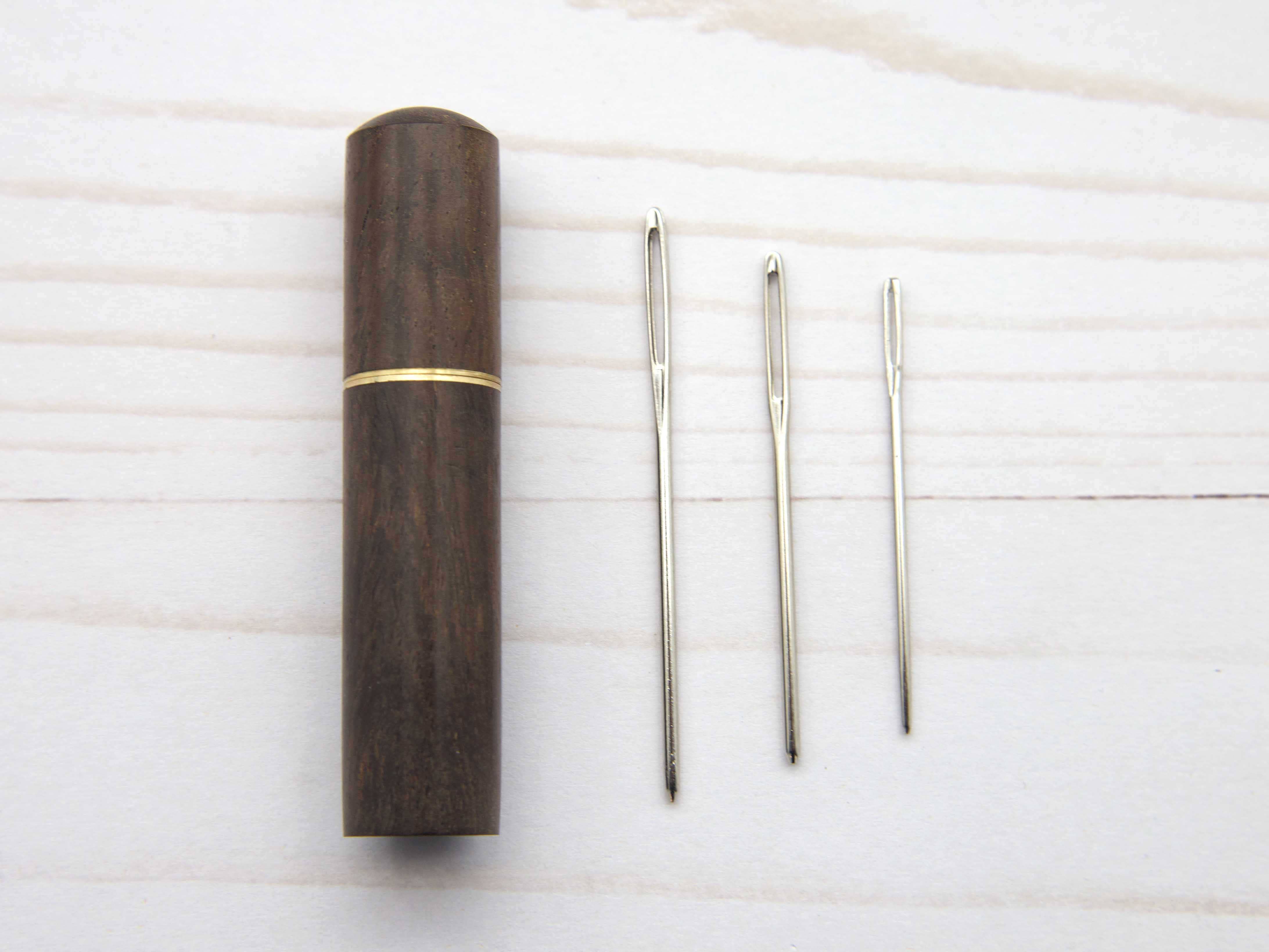 Wooden Darning Needle Storage Cases Tapestry Knitting: Dark Brown