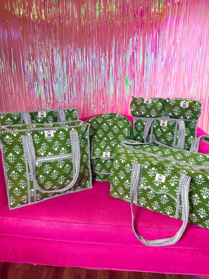 Emerald Bay | Large Quilted Zipper Tote Bag