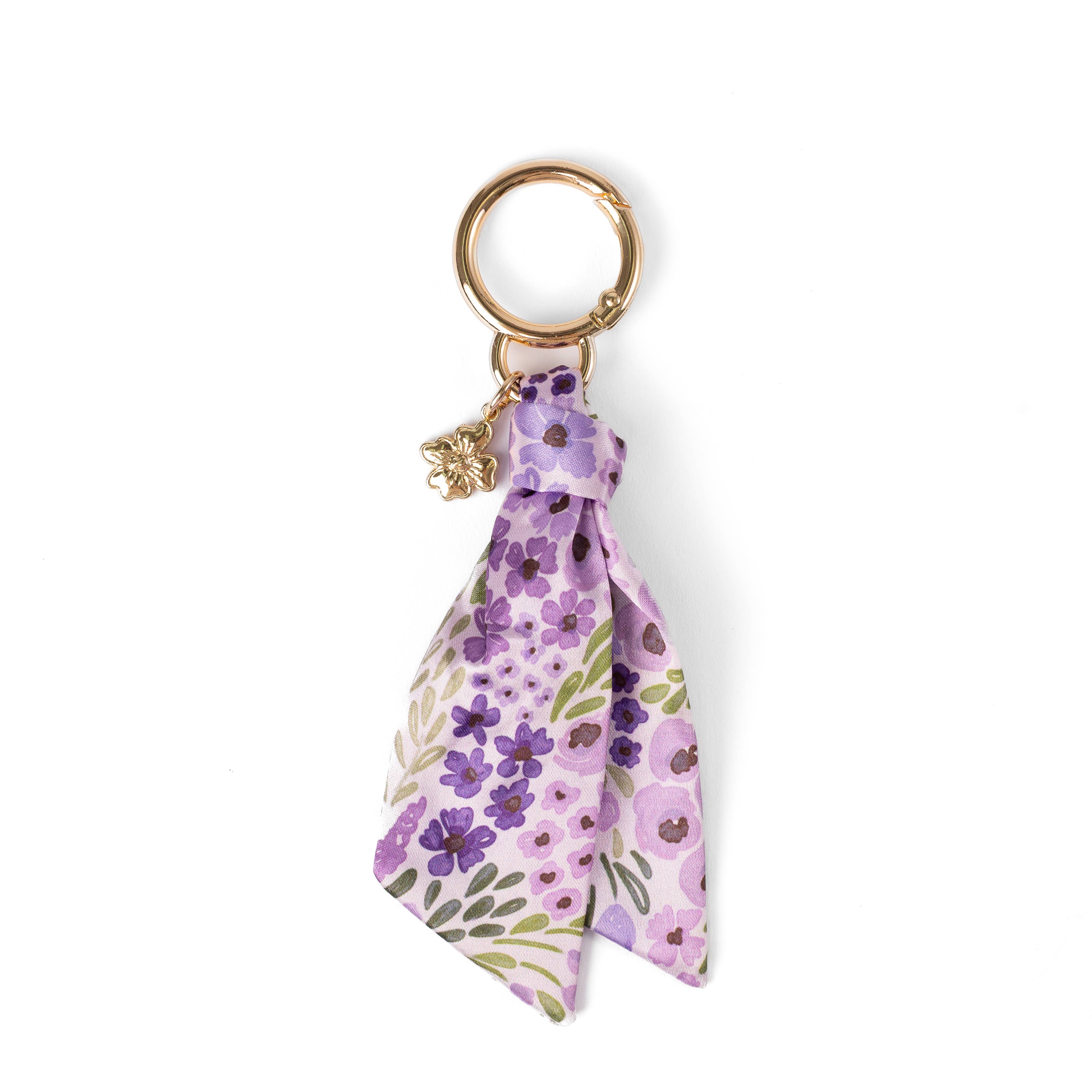 Lilac Floral Satin Keychain