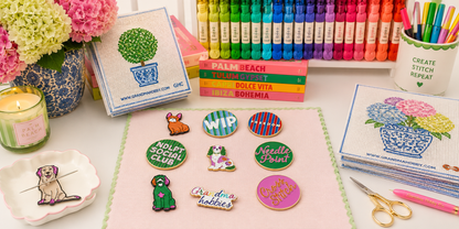 Needle Minder for Needlepoint & Cross Stitch | Spaniel Pink
