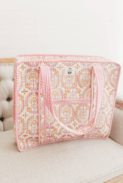 Dahlia | Large Quilted Zipper Tote Bag