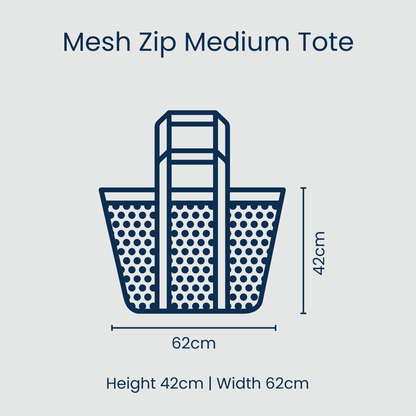 Mesh Zip Medium Tote – Ecru