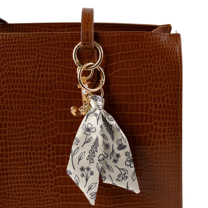 Floral Satin Keychain: Green Gingham