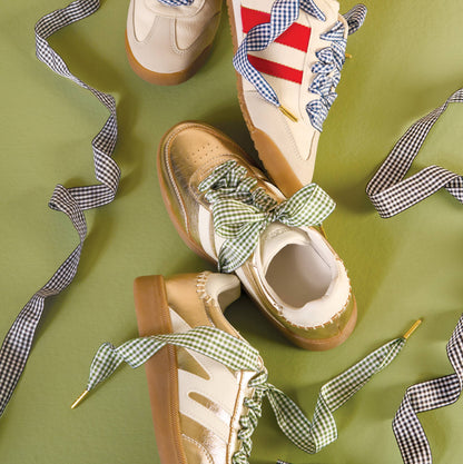 Step It Up Shoelaces–Gingham Green
