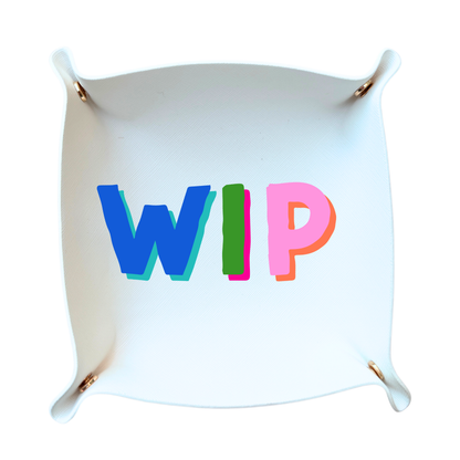 WIP Trinket Tray valet needlepoint gift | White