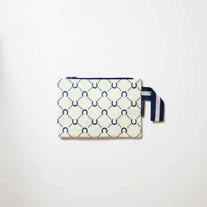 Mini Zip Pouch – Navy Horseshoe