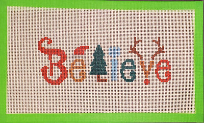 Christmas Believe needlepoint hand painted canvas
