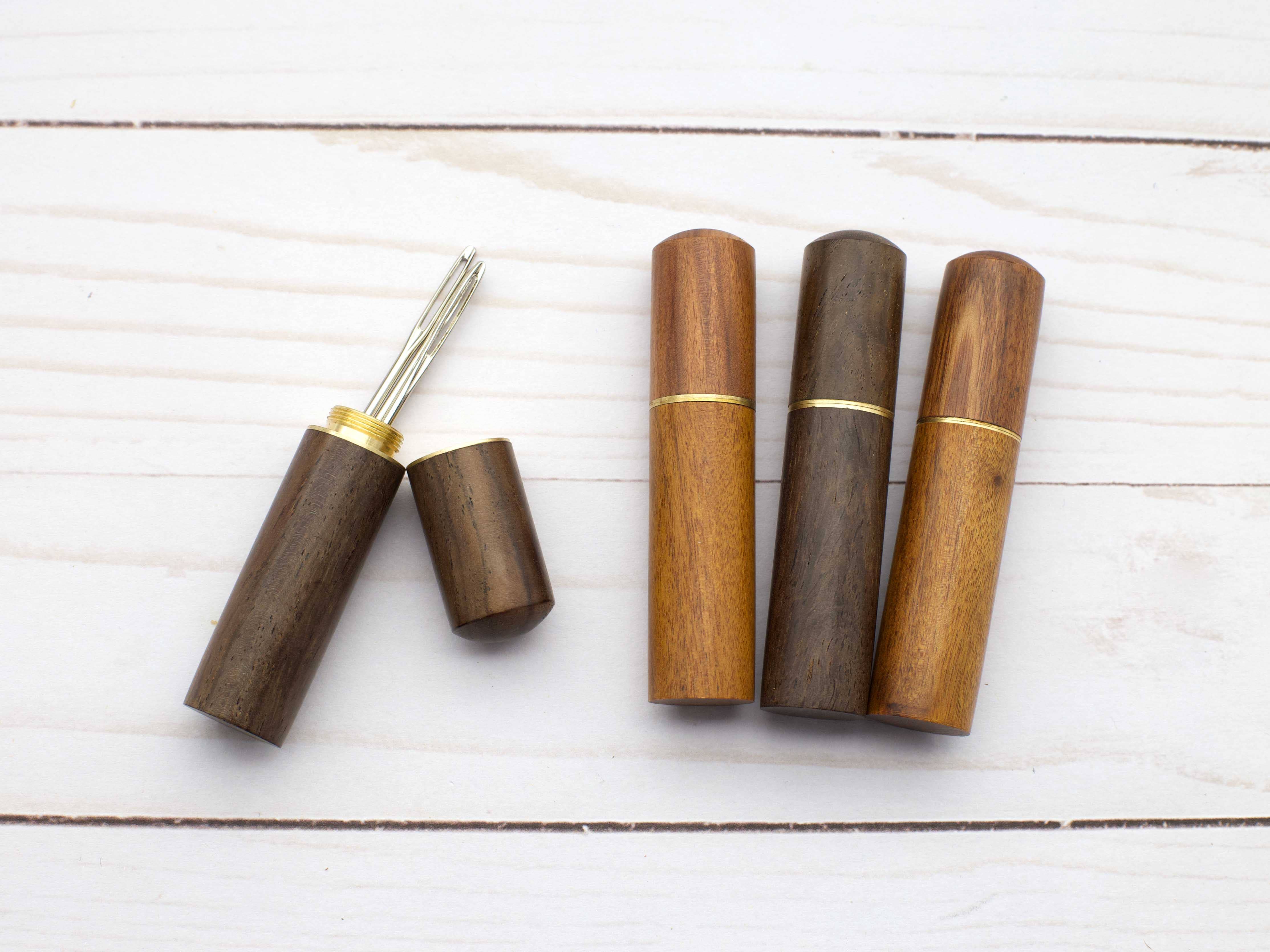 Wooden Darning Needle Storage Cases Tapestry Knitting: Dark Brown