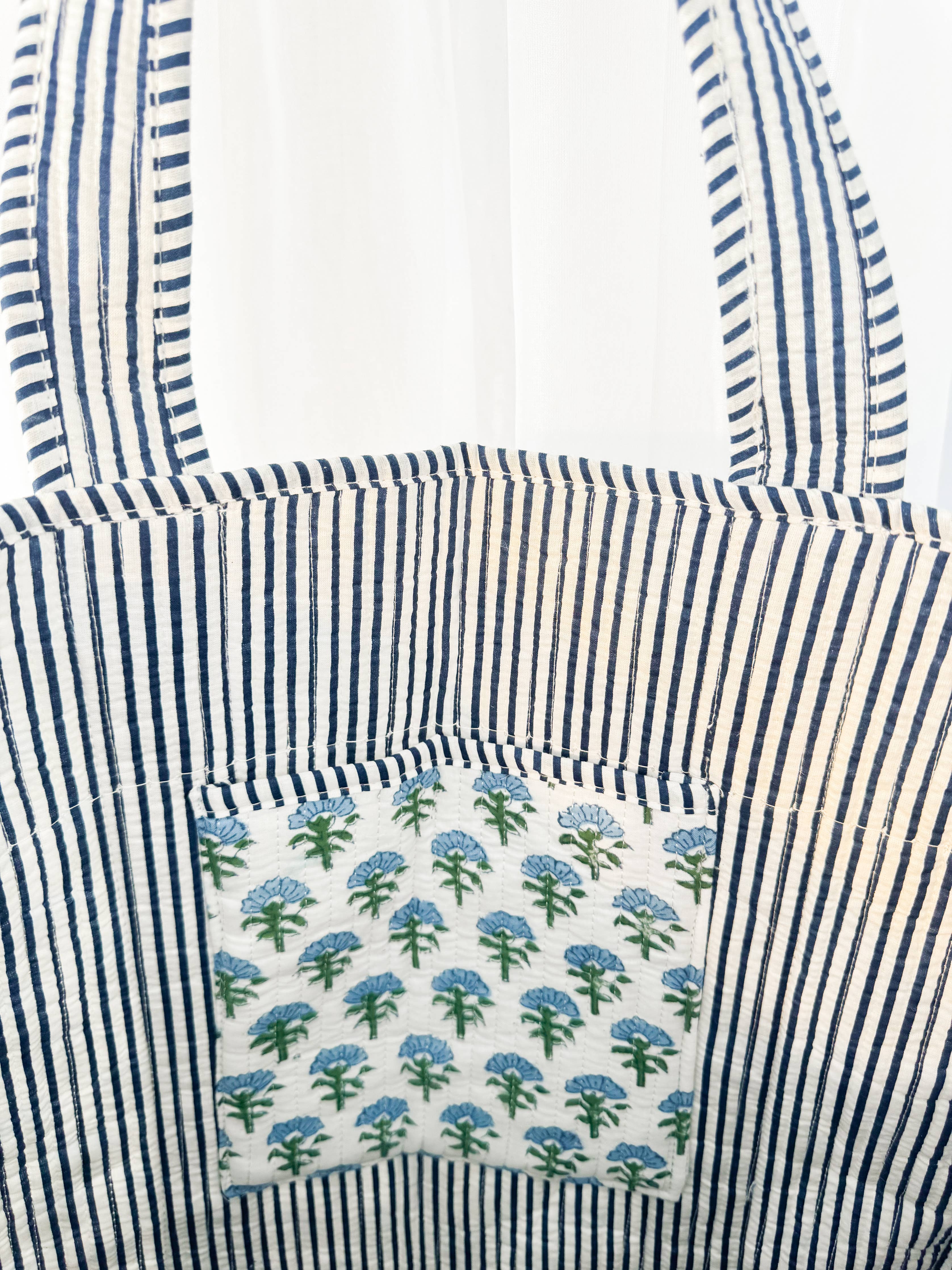Block Print Large Quilted Tote Bag | Carolina