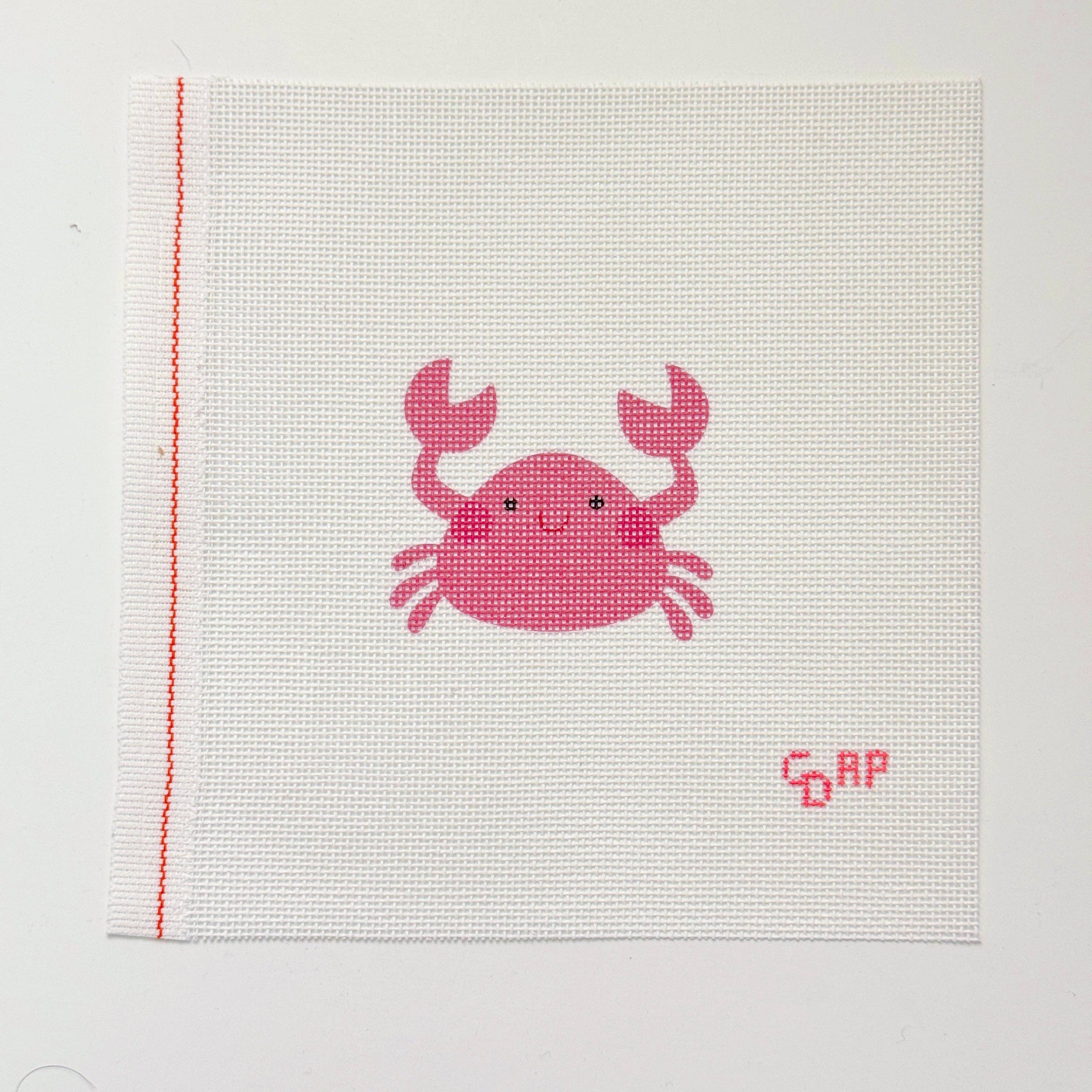 Happy Crab Artist Printed Needlepoint Canvas
