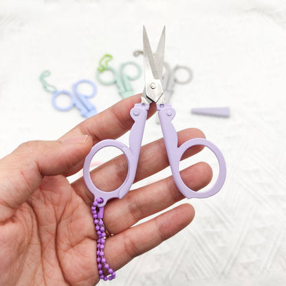 Portable folding scissors with sheath: Lavender