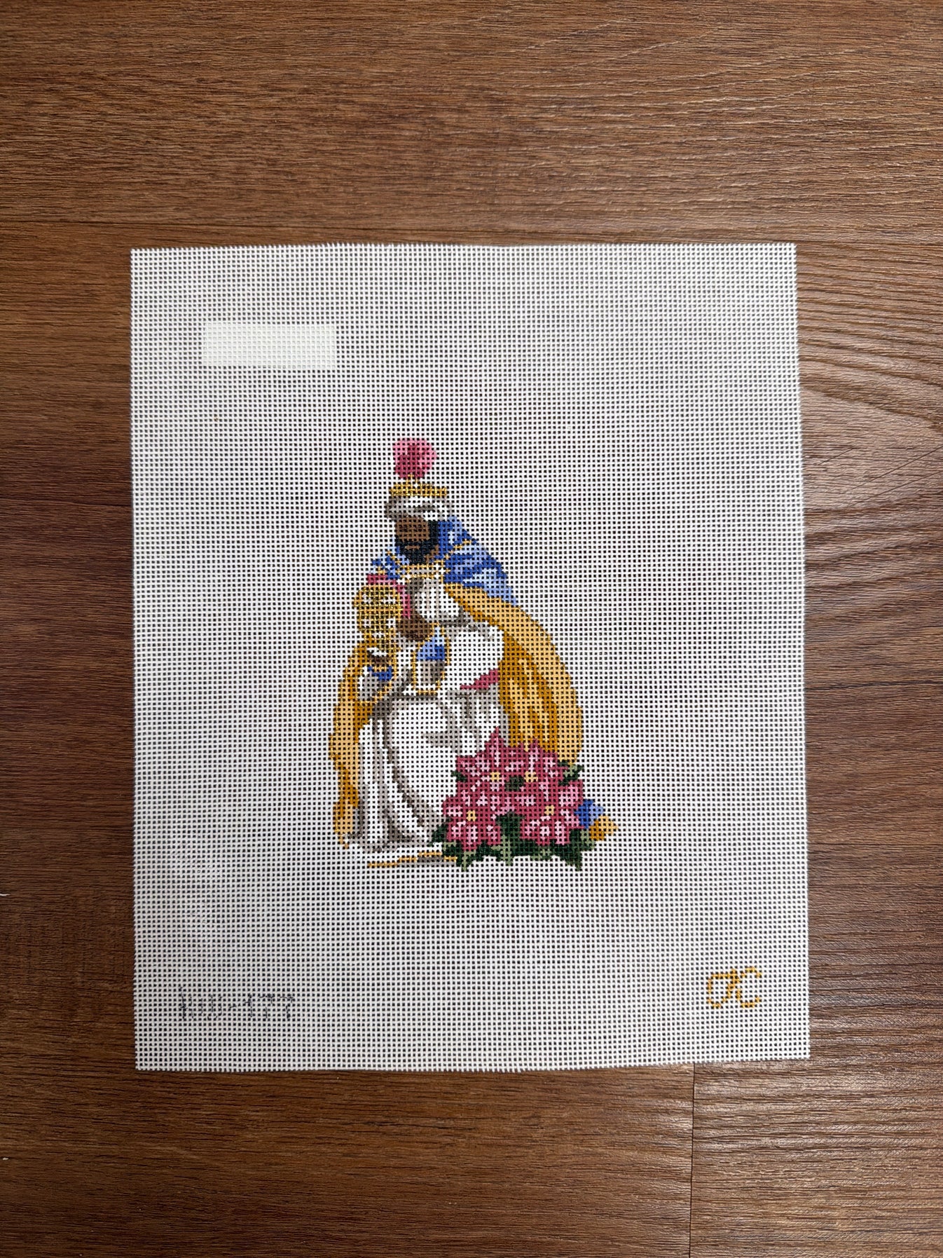 Kneeling Wiseman - Poinsettia Canvas