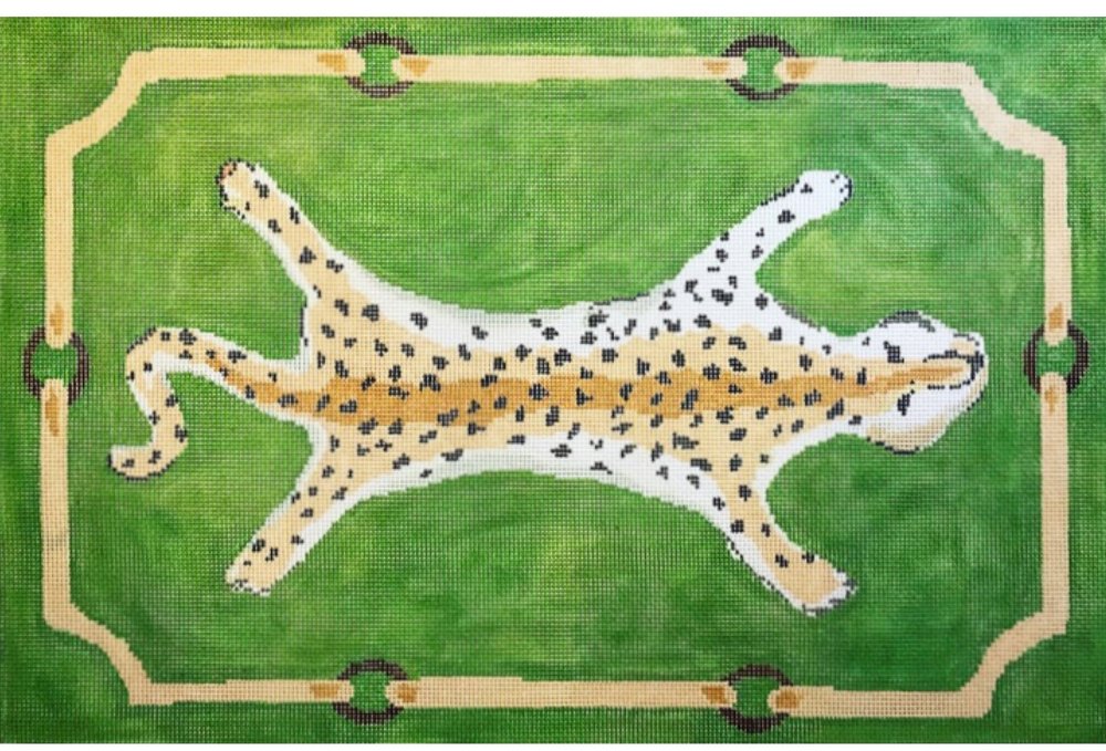 Leopard on Green Canvas