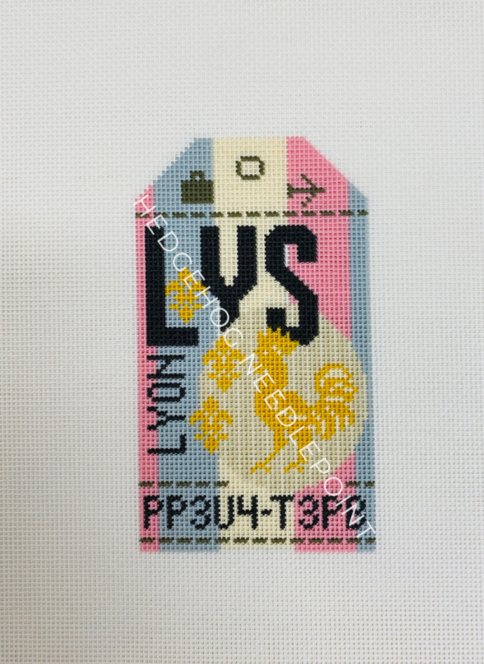Lyon Retro Travel Tag Needlepoint Canvas
