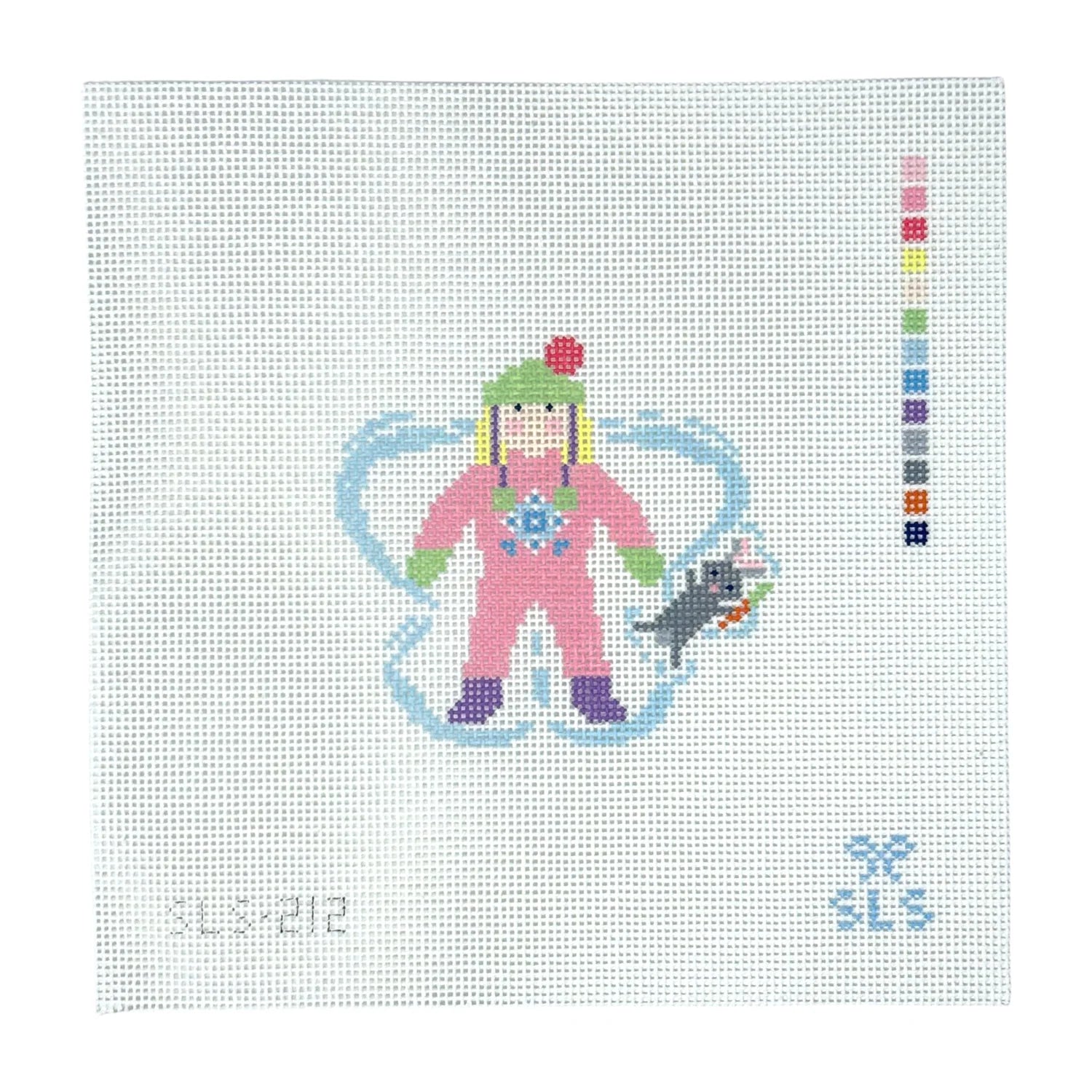 Snow Angel Girl with Bunny Canvas