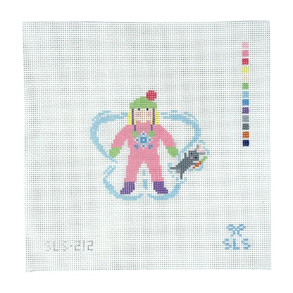 Snow Angel Girl with Bunny Canvas