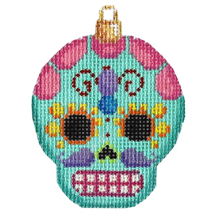 Sugar Skull Ornament Canvas - Turquoise  Canvas