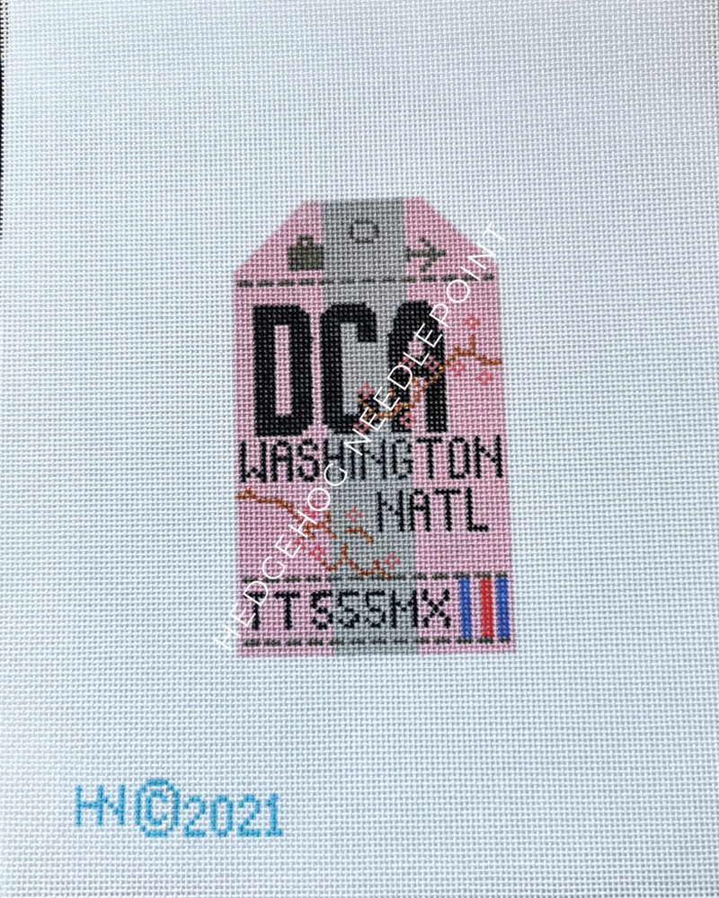 Washington DCA Retro Travel Tag Needlepoint Canvas