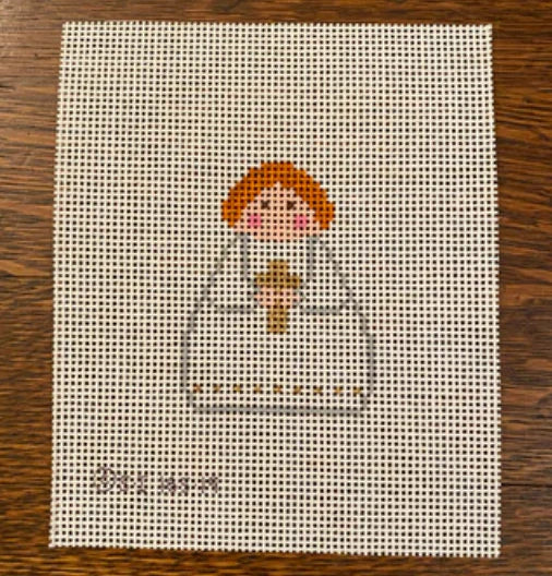 White Angel with Gold Cross Canvas